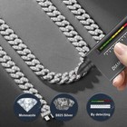 8mm Moissanite Miami Cuban Link Chain Necklace Hip Hop Men Solid 925 Silver