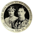 1937 Coronation Of King George Vi And Queen Elizabeth   1 25  Celluloid Pinback
