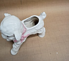 Vintage Ceramic Lamb Planter  Pink Bow  Blue Eyes  50s  Nursery Decor