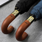 Luxury Wooden Handle Windproof Automatic Golf Umbrella 10 Ribs Large Men   Women