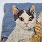 Adorable Vtg Kitty Cat Kitten Needlepoint Throw Pillow Cover Whimsical Kitschy 