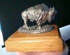 Michael Ricker Pewter Bison Or Buffalo Figurine 1993 Signed On Wood Base