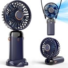 Portable Usb Handheld Fan With Digital Display 5-speed Foldable Neck Hanging Fan