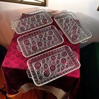 Vtg  4  Retro 70s Glass Snack Plates Colonial Lady By Anchor Hocking - Excellent