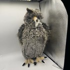 Vintage 1999 Hansa Toys Owl Plush 16    Large Fuzzy Baby Owlet Gray Purple Cream