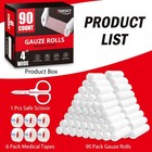 Dmsky Gauze Rolls 90 Pack 4 In X 4 1 Yards Individually Wrapped Gauze Wrap Ro   