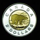 2001   2 Toonie Uncirculated Ultra Cameo Silver Proof With 24k Gold Inlay
