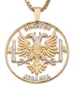 Albanian Eagle Pendant   Necklace 14k   Rhodium Plated 1 1 8  In Dia     929  