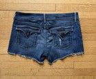 Hudson Women s Blue Denim Jean Shorts Size 29 Croxley Mid Raw Hem Stretch