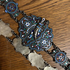 Fine Antique  Russian Cloisonne Enamel Sterling Silver 32-3 4  Belt 16 Parts 199