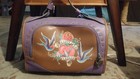  pet Flys  Faux Leather Small Pet Travel Carrier  Purple  W ed Hardy Design -p g