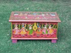 Wooden Hand Painted Indian Trunk   Coffee Table Box  Storage Box  Dowry Chest 