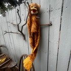 Vintage Tan Monkey Chimp Puppet Squeaker Shaggy Hairy Long Hanging Hands Feet