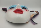 Ceramic Painted Mardi Gras Blue Shadow Hanging Wall Mask