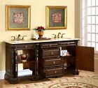 72-inch Dual Sink Lavatory Cabinet Travertine Top Bathroom Double Vanity 0176tr