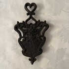 Vintage Cast Iron Trivet Jzh 1948 Sunburst With Heart Handle