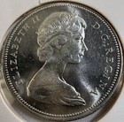 1966 Canada Silver Dollar Uncirculated Large Beads Variety -80  Silver