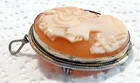 Antique Vintage 800 Silver Cameo Carved Lady Woman Brooch   Pendant