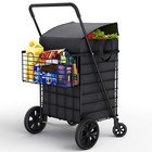 Foldable Shopping Cart With Waterproof Liner   360   Swivel Wheels - Lightweight