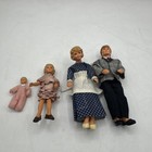 Dollhouse Miniatures Vintage 1950s Family Of 4 Rubber Face Dolls 1 12
