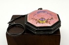 Antique Sterling Silver Guilloche Enamel Dance Compact Ripley Gowen R g Pink