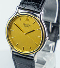  near Mint  Seiko Credor 8j81-6b00 18kt Gold Qz Men s Vintage New Batt    1536