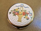 Vtg  Houbigant Cherry Rouge Compact Basket Flowers W full Unused Product