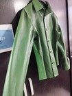 Genuine Sheepskin Leather Biker Shirt Jacket  New Mens Green Leather Shirt Ebay 