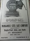 1906 Antique Picture Advertising Manganese Steel Safe Company Plainfield Nj 