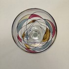 Handmade Romania Crystal Art Glass Stemmed Wine Glass Abstract Multicolor