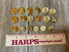 Lot Of 18 Vintage Shiny Gold Anchor Metal Shank Buttons 2 Sizes Nautical