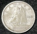 Lot Of 2 Canada 10 Cents  800 Silver Coins 1941 George Vi And 1966 Elizabeth Ii