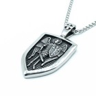 316l Stainless Steel Patron Saint St Michael Medal Cross Shield Pendant Necklace