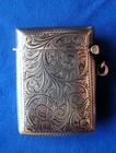 Antique Vintage Sterling Silver Tooled Vesta Tobacciana Match Safe Holder Vesta