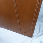 Vintage Top Grain Cowhide Leather Suitcase Brown Hard Shell Luggage Prop Decor