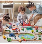 Tiny Land 110pcs Wooden Train Set     Toy Train With Tracks For Kids Ages 3-7    