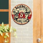 Vintage Tin Metal Sign Baseball Card Wall Decor Retro 8x8