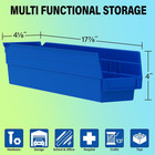 30120 Plastic Nesting Shelf Bin Box 12inch X 4inch X 4inch Blue 24pack Storage