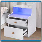 Nightstands Set Of 2 End Side Talbe With Charging Station 2 Drawer Bedside Table
