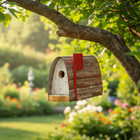 Rustic Reclaimed Wooden Mailbox Birdhouse     Garden Decor For Chickadees   Wrens