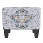 Antiqued Medallion Ebony Cotton Rectangle Storage Ottoman