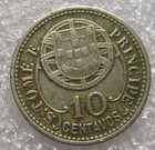 Coin Portuguese St thomas Prince Island 1929 10 Centavos xf km2