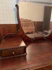 Wooden Vanity With Ornate Mirror And Drawers