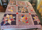 Antique Intricate 8 Point Star Quilt Hand Quilted Mosaic Patchwork 83x79