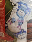 New Bucilla Christmas Felt 18  Stocking Kit Snowflake Snowman 86059 Sequins