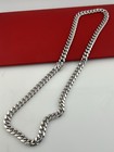 925 Sterling Silver Rhodium Plated Cuban Link Chain Italy Necklace 26    Inch Long
