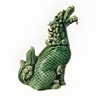 Vtg Ceramic Green Glazed Chinese Temple Guard Foo Dog Dragon Figurine Statue 8   