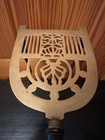 Antique Brass   Iron Hearth Fireplace Iron Trivet Stand wood Handle 13 5   Tall