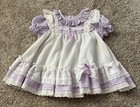Vintage Baby Infant Pinafore Dress 1980s Purple Ruffles Sheer Striped Layered