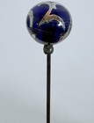 Antique Victorian Blue Glass Silver Overlay  Long Hat Pin